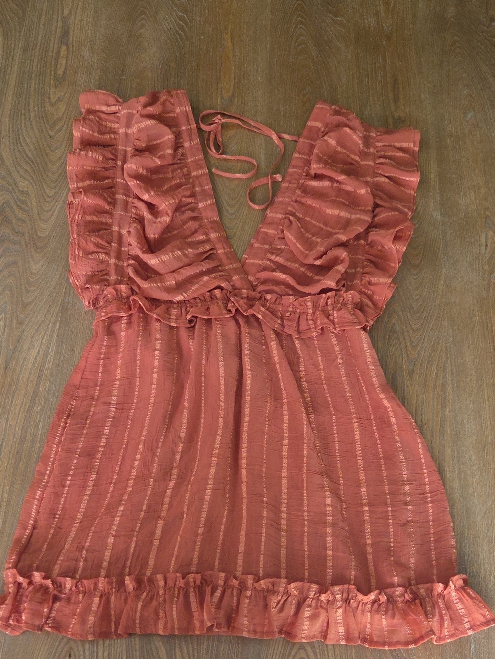 FAVLUX Burnt Orange  Ruffled V-Neck Camisole